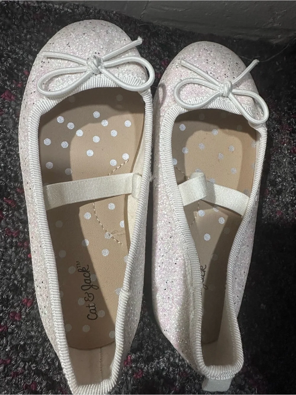 Cat & Jack Sparkle Bow Ballet Flats - White